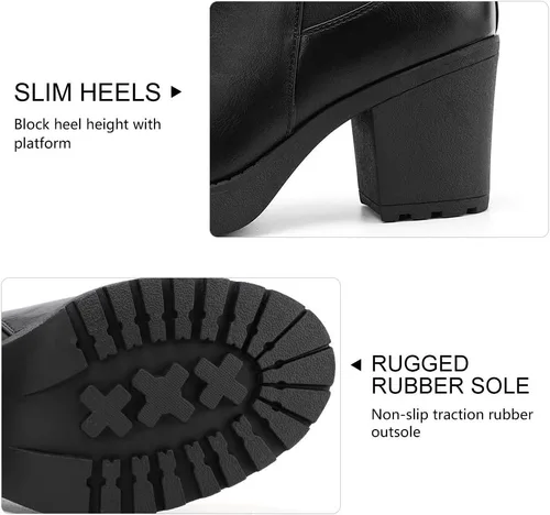 Vista 4 de Moda Chics - Botas de tobillo para mujer, de plataforma, se ponen fácilmente