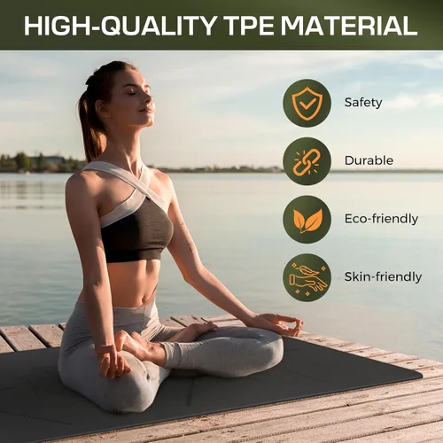 Vista 2 de U&M Yoga Mat Non Slip, 0.24" Thick 72"x24" TPE Yoga Mats for Women Men, Anti-Tear Exercise & Fitness Mat with Carrying Strap, Workout Mats for Yoga