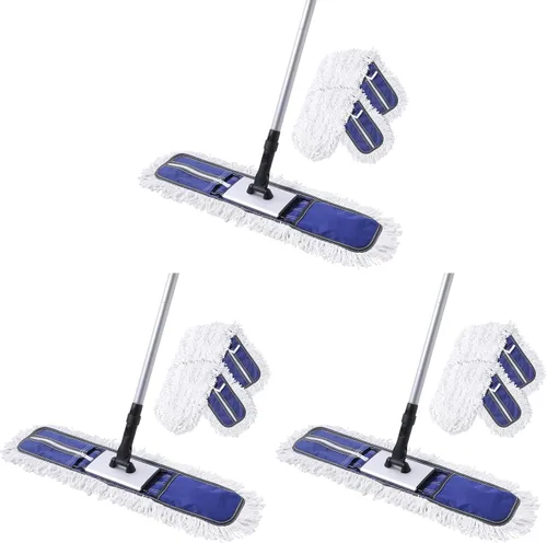 Vista 8 de CLEANHOME Trapeador de polvo comercial de 24 pulgadas para limpieza de suelos, trapeador de piso resistente con mango largo extensible de 59