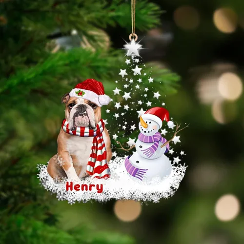 Vista 63 de Nazenti Adorno personalizado de árbol de bulldog americano con 1 soporte debajo de la estrella, adorno de perro personalizado para amantes