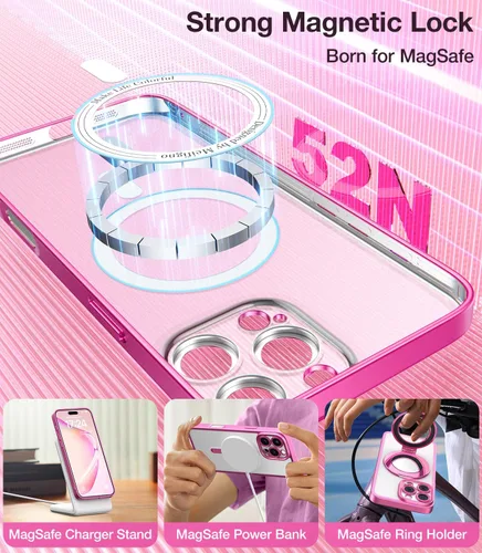 Vista 7 de Meifigno Candy Frosted Series - Funda para iPhone 16 Pro de 6.3 pulgadas, 2 protectores de pantalla y correa de muñeca, compatible con MagSafe