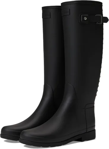 Vista 4 de Hunter Botas altas refinadas con correa trasera para mujer, parte superior sintética, forro textil y patrón de costuras ordenadas