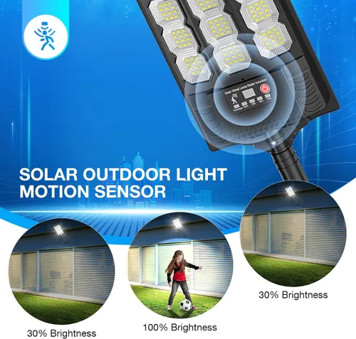 Vista 6 de Farolas solares para exteriores, luces LED solares de 20000 lm con control remoto, luces con sensor de movimiento, para exteriores, patio, garaje