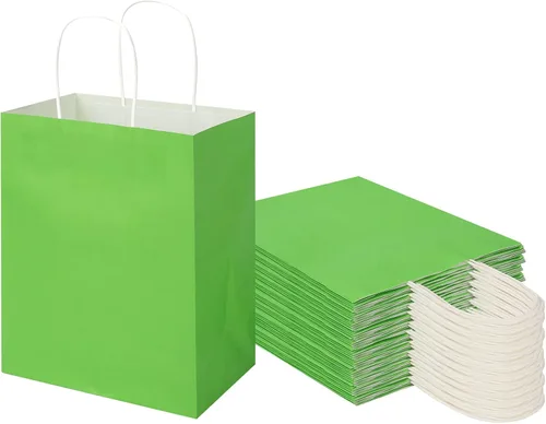 Vista 10 de Toovip - Paquete de 50 bolsas de papel kraft negro mediano de 8"x4.75"x10" con asas a granel, bolsas de papel para envolver regalos para recuerdos