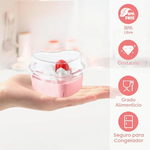 Vista 3 de Mini tazas de postre en forma de corazón de 5 onzas con tapas