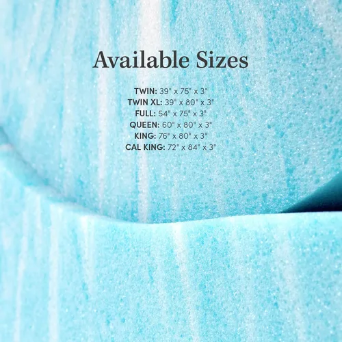 Vista 6 de eLuxurySupply Cubrecolchón de espuma viscoelástica de 3 pulgadas, protector de colchón que regula la temperatura, densidad de 2 libras para un alto