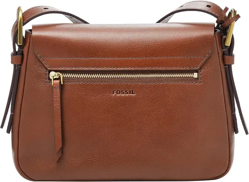 Vista 3 de Fossil Bolso bandolera Harper de piel ecológica con solapa pequeña para mujer, marrón, dorado