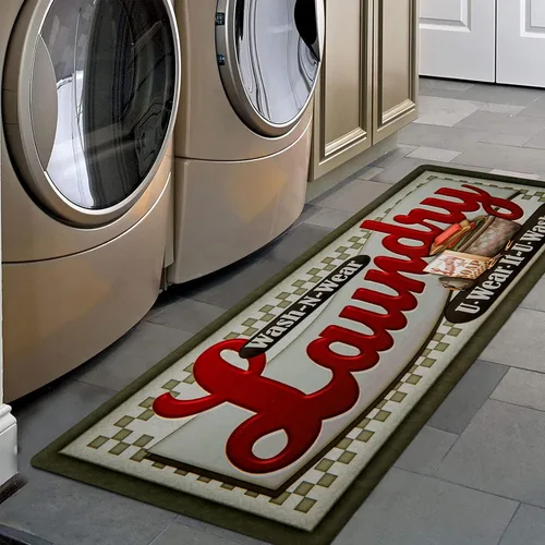 Vista 17 de Pauwer - Alfombra de cocina estilo granja, 20"X48", beige, antideslizante, lavable, hecha a máquina Goma, lavable, duradero, fácil de limpiar