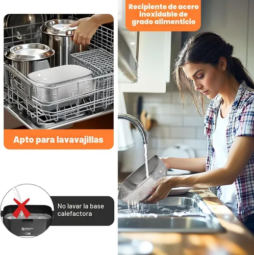 Vista 7 de Annie & Mia Design Fiambrera eléctrica para adultos, 100 W, 1.8 L, calentador de alimentos portátil para hombres, lonchera térmica para adultos