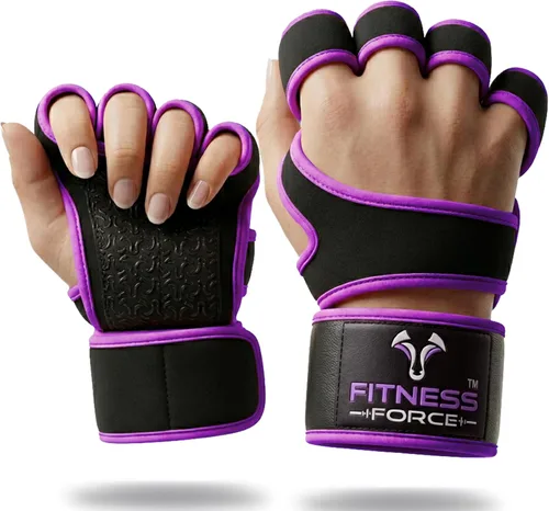Vista 8 de FITNESS FORCE Ventilated Weight Lifting Workout Gloves for Men & Women Gym Gloves for Men & Women with Built-in Wrist Wraps for Men, Exercise