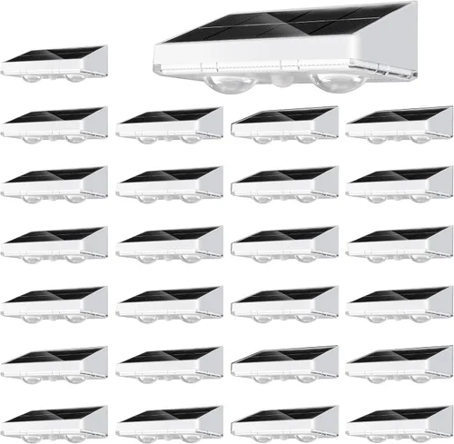 Vista 10 de NIORSUN - Luces solares para valla, paquete de 8 luces solares para terraza, color blanco cálido, bombilla impermeable para exteriores LED IP65