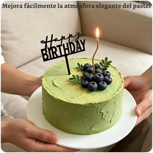 Vista 7 de Decoración negra para tartas de cumpleaños, 6 piezas acrílicas para tartas de cumpleaños, decoración de fiesta Negro
