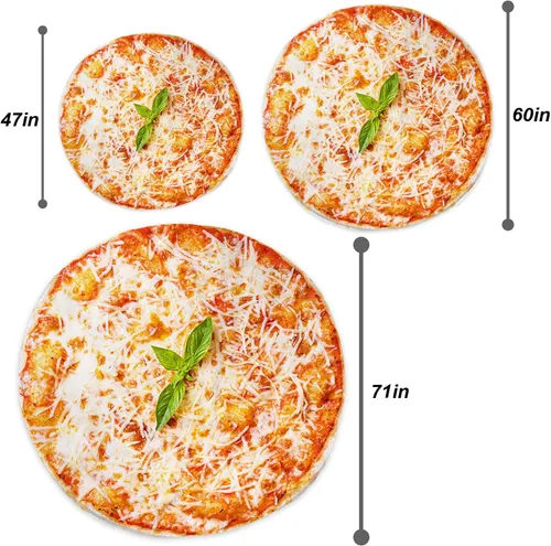 Vista 3 de Manta redonda de tortilla para adultos, manta grande de franela suave y cómoda con diseño de queso y pizza, manta para niños, artículos extraños