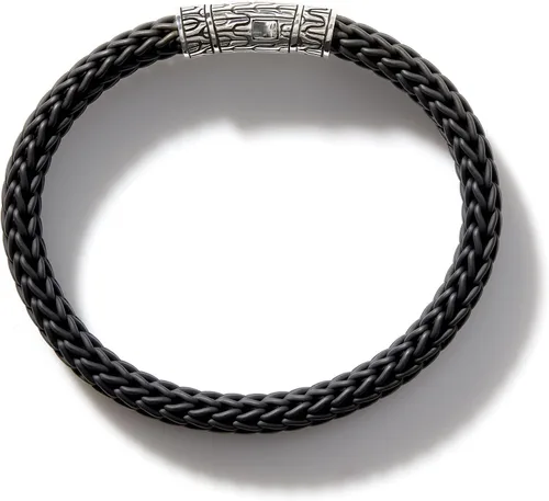 Vista 5 de Pulsera clásica de plata de 0.413in de caucho negro con cierre de empuje