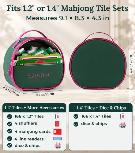 Vista 3 de Colorblock Mahjong - Bolsa para azulejos Mahjong de hasta 1.4 pulgadas Verde