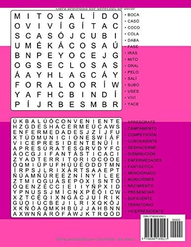 Vista 2 de Sopa De Letras En Español Letra Grande 500 Rompecabezas Para Adultos, Adultos Mayores, Adolescentes (Número 8) 500 Spanish Word Search Puzzle Large