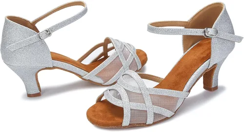 Vista 7 de Akanu Zapatos de baile latino para mujer, zapatos de baile de salsa