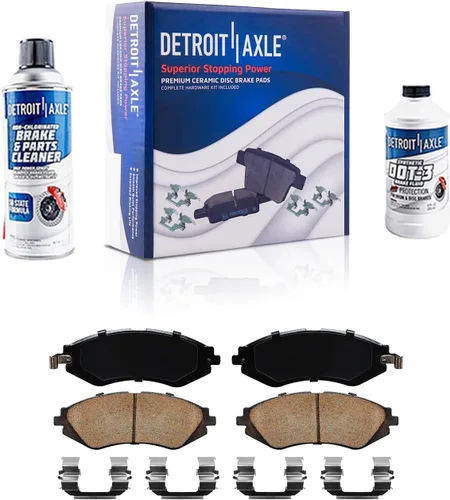Vista 108 de Detroit Axle - Pastillas de freno para Ford F-150 99-03, 02 Lincoln Blackwood, Pastillas de freno de cerámica delanteras y traseras con repuesto