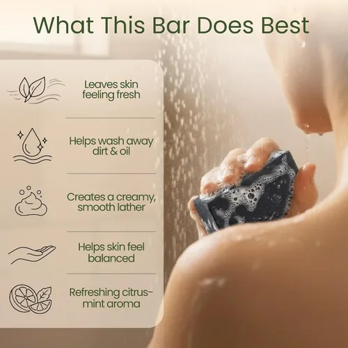 Vista 2 de Pastilla de jabón de barro del mar Muerto, 100% orgánica y natural Con carbón activo y aceites esenciales de grado terapéutico. Sin productos