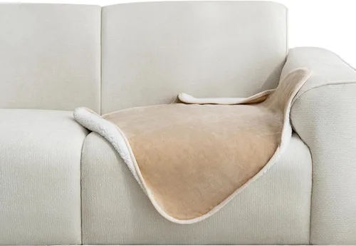 Vista 31 de gogobunny Manta de cama impermeable, manta reversible de forro polar Sherpa para perro, cachorro y gato, funda para muebles que protege la cama Beige