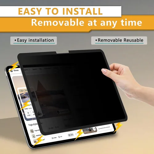 Vista 4 de ZOEGAA Pantalla de privacidad para iPad Pro de 11 pulgadas (chip M4 2024), protector de pantalla extraíble y reutilizable para iPad Pro de 11