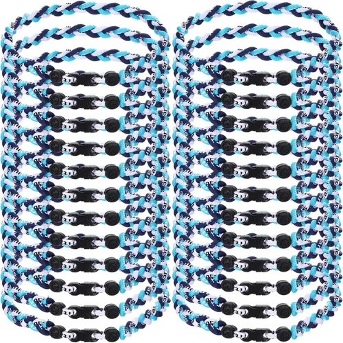 Vista 10 de Zeyune Collar de béisbol de 18 pulgadas para niños, tres cuerdas trenzadas, tornado, titanio, collar de cuerda de béisbol para hombre