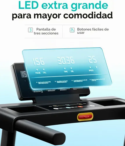 Vista 4 de TREAFLOW Cinta de correr para el hogar con inclinación, caminadora con barra de mango Negro