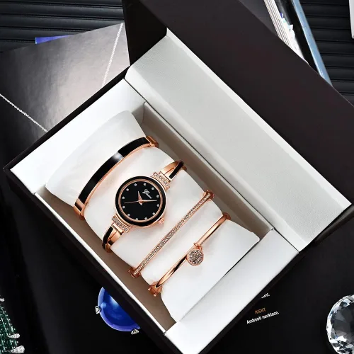 Vista 2 de Avaner Juego de pulsera y reloj de pulsera, 4 piezas, juego de pulsera elegante para mujer, Elegante