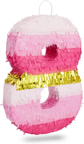 Vista 15 de BLUE PANDA Pinata Número Cero - Oro y Rosa para Niña de 10 Años - Rellenable con Dulces y Confeti para Fiesta de 10 Cumpleaños - Construcción