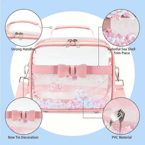 Vista 4 de Monederos transparentes para mujer, bolsas transparentes aprobadas para estadios, bolsa cruzada pequeña, bolsa transparente tipo cartera