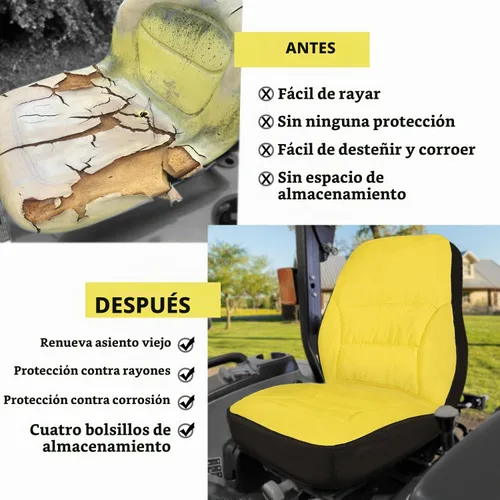 Vista 8 de Funda de Asiento Grande Acolchada con Respaldo de Asiento de Hasta 18'' de Alto Compatible con John Deere LP95233 para Tractor Utilitario Compacto