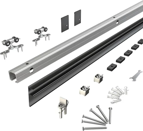 Vista 11 de JUBEST Kit de Herraje para Puerta de Granero de 6 Pies, Herraje de Caja de Aleación de Aluminio, Riel de Puerta Corredera de Baja Altura para Puerta
