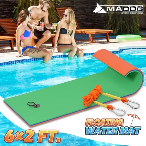 Vista 10 de MADOG - Tapete de agua flotante para exteriores de 6 x 2 pies para adultos, playa, lago, océano, piscina, tamaño grande, 3 capas, resistente a
