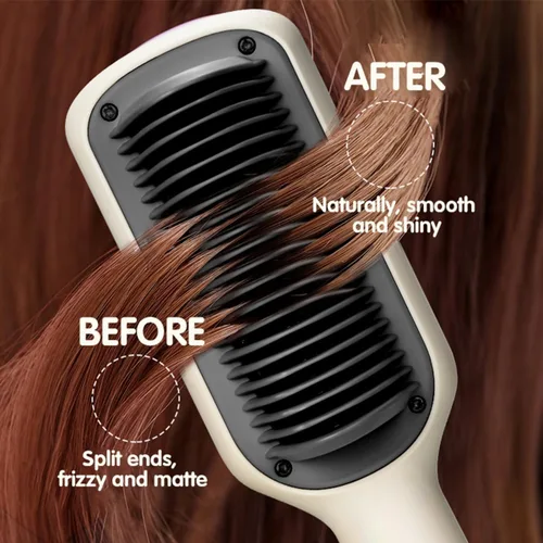 Vista 7 de Cepillo alisador de pelo, peine alisador de cabello, cepillo alisador de cabello, calentamiento rápido, cepillo alisador de 3 velocidades, alisador