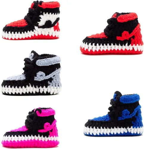 Vista 4 de Itzzy Bitzzy Zapatillas de bebé Zapatos de ganchillo para bebés Botines suaves para niños y niñas Zapatos de suela suave sin cordones