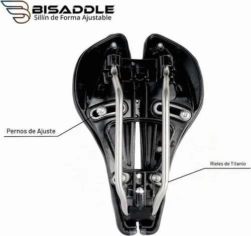 Vista 11 de BiSaddle SRT 2.0 - Sillín de bicicleta ajustable sin nariz con rieles de titanio, ajuste personalizado, cómodo, negro con detalles grises