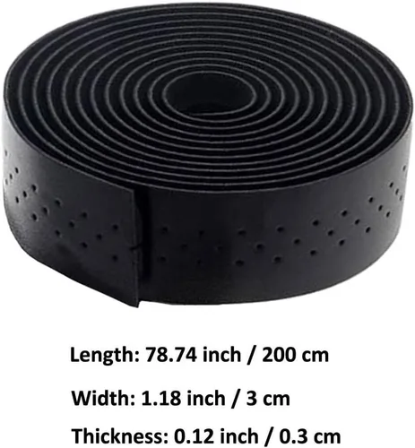 Vista 3 de ESUPPORT Cinta para manillar de bicicleta, cinta de manillar de bicicleta de carretera, cinta de mango de cuero, cintas de agarre cómodas Negro