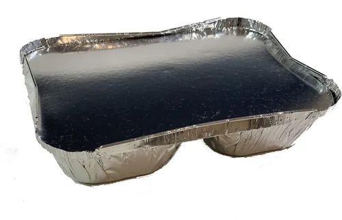 Vista 4 de Bandeja desechable de papel de aluminio con tapas de cartón (paquete de 20 juegos) - Bandeja de papel de aluminio de 3 compartimentos