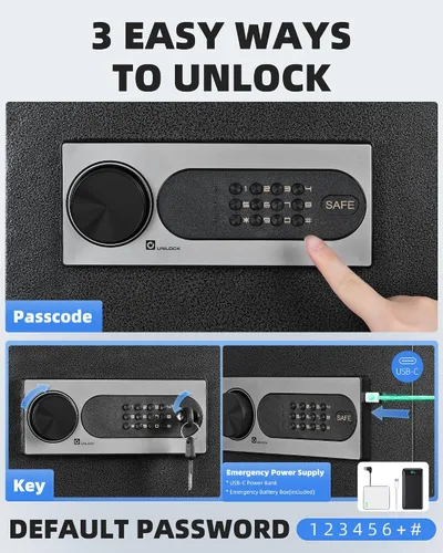 Vista 4 de DAYI - D-25 - Caja fuerte con bolsa ignífuga e impermeable para hogar o gabinete para dinero en efectivo y objetos de valor, con teclado electrónico