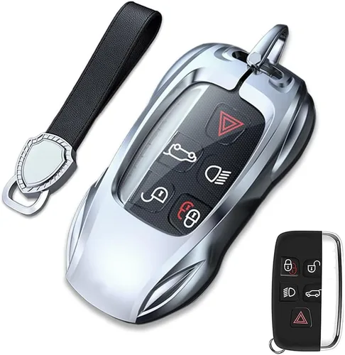 Vista 12 de Funda de metal de aleación de zinc para llavero de automóvil, compatible con Land Rover Range Rover Sport Discovery LR4 Smart Key Fob Cover Cover