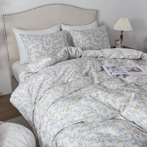 Vista 19 de HoneiLife Juegos de Fundas de Edredón Twin - Funda de Edredón Floral 100% Algodón, Juego de Ropa de Cama Transpirable de 2 Piezas con Cierre