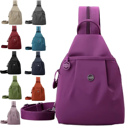 Vista 13 de Bolsa impermeable de 2 vías, bolsa de hombro convertible Oxford de gran capacidad, bolsa cruzada para mujer, mochila de viaje, Negro -, Mediana