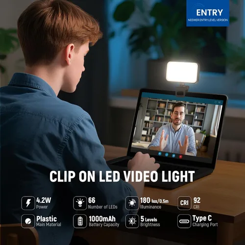 Vista 3 de NEEWER Versión de Nivel de Entrada Luz LED para Selfie, Clip de Plástico para Relleno de Luz en Teléfono para iPhone, 66 LEDs CRI92 Portátil