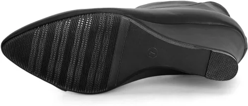 Vista 7 de Allegra K Botines de tacón de cuña con cremallera y punta puntiaguda para mujer