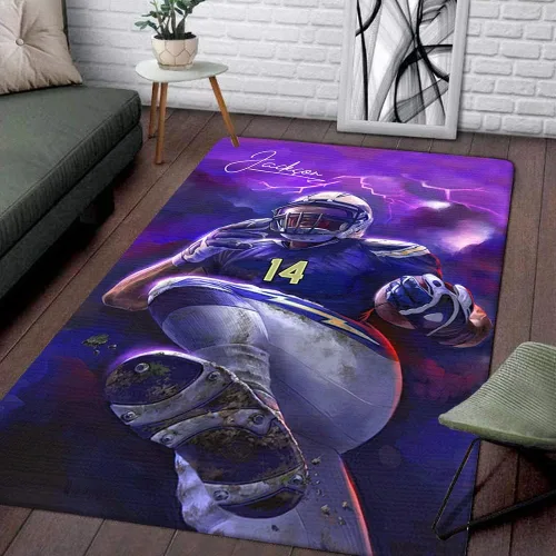 Vista 15 de Personalized Amazing Football Athlete Rug with Name Number, Football Welcome Mat 2x3 3x5 4x6 5x8, Sports Bathroom Rug for Living Room Bedroom