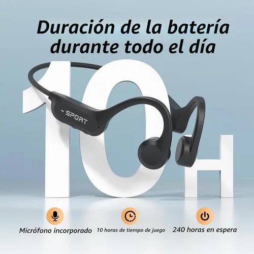 Vista 4 de CXK Auriculares de conducción ósea, auriculares Bluetooth 6.0 actualizados 2026 con micrófono, IPX7 impermeable, audio equilibrado, tiempo