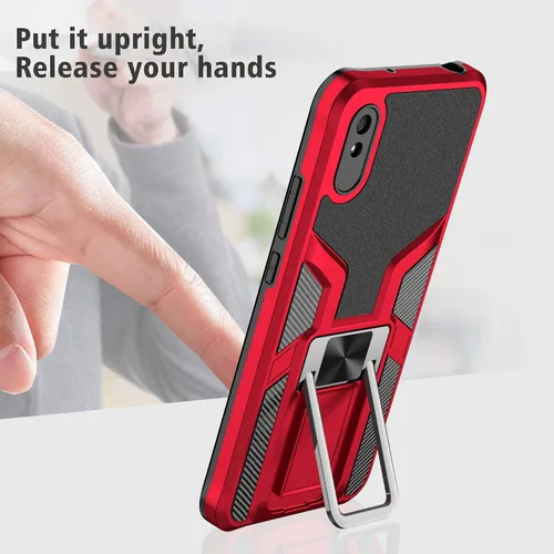 Vista 6 de Asuwish Funda compatible con Xiaomi Redmi 9A Redme 9i y protector de pantalla de vidrio templado, soporte de anillo, soporte magnético, accesorios