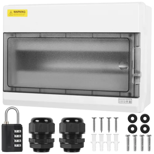 Vista 10 de Caja de Protección de Distribución Impermeable, Caja Eléctrica de Disyuntores de Plástico ABS y Cubierta Transparente IP65, para Disyuntor de Pared