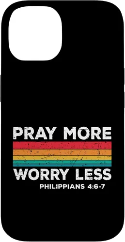 Vista 4 de iPhone 16 Faith Christians God Jesus Pray more worry less Case