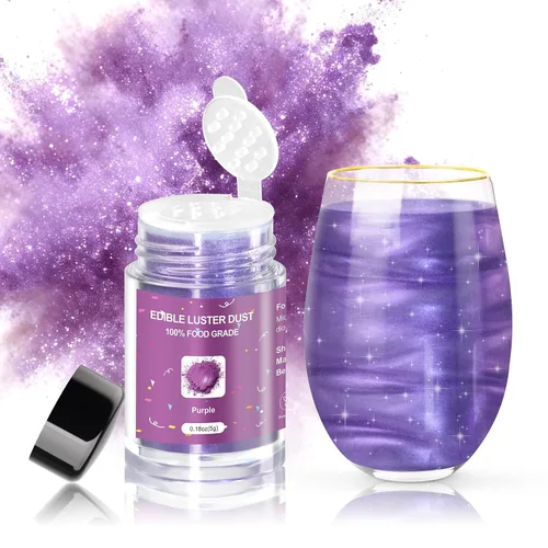 Vista 11 de CRPTHE Polvo de Polvo de Lustre Azul Comestible 5g, Purpurina Comestible para Bebidas, Polvo de Purpurina de Grado Alimenticio para Cócteles